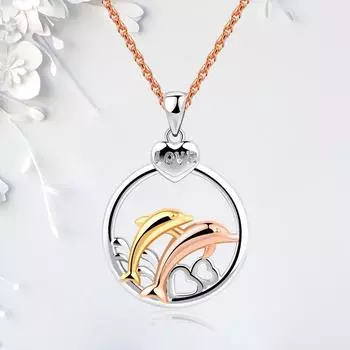 Ожерелье женское с медным покрытием из 18-каратного золота с подвеской в виде дельфина, простое модное ожерелье