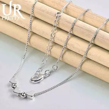 Ожерелье-змейка из стерлингового серебра 925 пробы в форме сердца, модные свадебные украшения 45CM