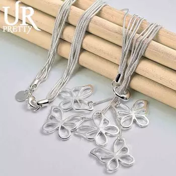 Ожерелье-змейка из стерлингового серебра 925 пробы с бабочкой, модные свадебные украшения 45CM