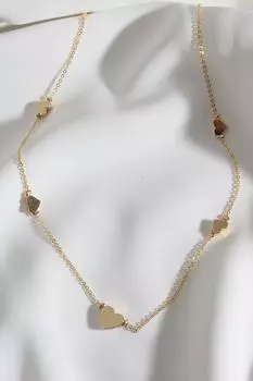 Ожерелье золотого цвета с 5 сердцами