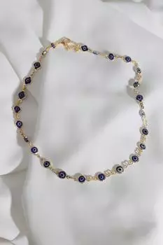 Ожерелье золотого цвета с бусинами «Сглаз»