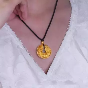 Ожерелье золотого цвета с древними буддийскими восемью сокровищами и подвеской с безопасной пряжкой для мужчин и женщин 40CM золотой