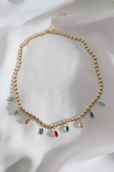 Ожерелье золотого цвета с подвеской из цветного миндаля