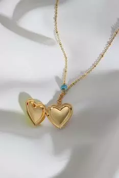 Ожерелье золотого цвета с зеленой эмалированной крышкой, подходящее для двустороннего использования