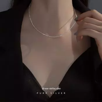 Ожерелье «Звездное небо» из стерлингового серебра — японский и корейский стиль, элегантная легкая роскошная цепочка на ключицу NS377 платиновый