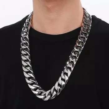 Ожерелья-цепочки длиной 72 см и шириной 24 мм, тяжелые твердые цепочки из нержавеющей стали на шею для мужчин, вечерние ювелирные изделия, подарки для мужчин 72CM серебряный