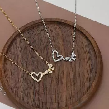 Ожерелья Дизайн Чувство Любви Бант Ожерелье для Женщин Подвески Мода Винтаж Подвеска Ювелирные Изделия Популярные Аксессуары