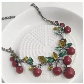 Ожерелья для женщин Серьги Украшения Подвески Ожерелье Набор «Вишня» Ожерелье и серьги 48cm