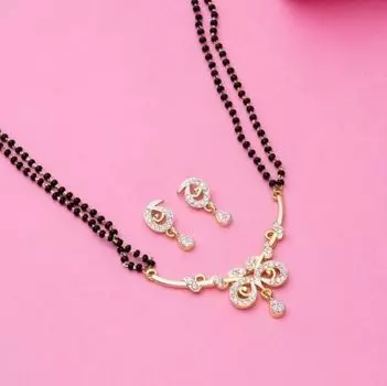 Ожерелья Estele с двойной линией и бабочкой из золота и серебра 24 карата Mangalsutra