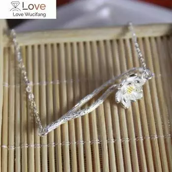 Ожерелья и подвески из стерлингового серебра 925 пробы с лотосом для женщин, модные женские праздничные подарки, ювелирные изделия из стерлингового серебра