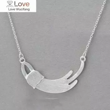 Ожерелья и подвески из стерлингового серебра 925 пробы со спящим котом для женщин, модные женские праздничные подарки, ювелирные изделия из стерлингового серебра