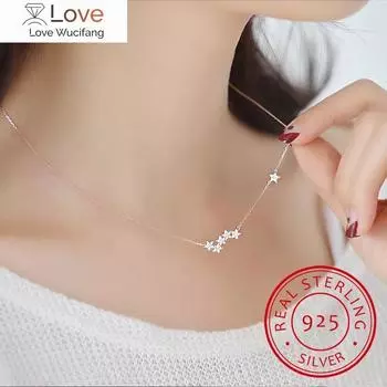Ожерелья и подвески из стерлингового серебра 925 пробы с кристаллами и звездами для женщин