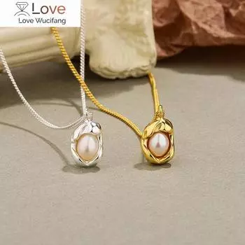 Ожерелья и подвески из стерлингового серебра 925 пробы в подарок для женщин. Золотой дизайн, геометрия. Универсальные женские аксессуары с жемчугом. Ювелирные изделия. золотой