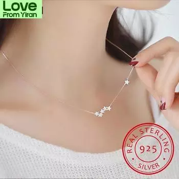 Ожерелья и подвески из стерлингового серебра 925 пробы с кристаллами и звездами для женщин