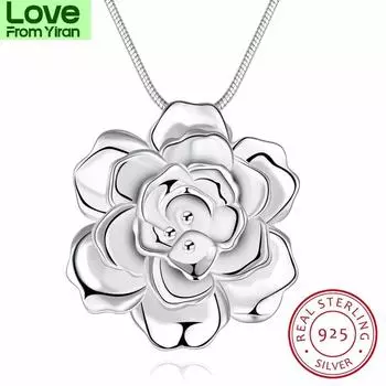 Ожерелья и подвески Lekani из стерлингового серебра 925 пробы в виде лотоса для женщин, элегантное короткое ожерелье в виде цветка, ювелирные украшения из стерлингового серебра 45cm