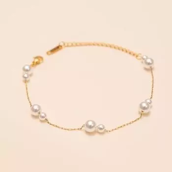 Ожерелья из нержавеющей стали 316L с жемчугом, браслеты Foxanry, нежные, простые, водонепроницаемые, свадебные украшения для невесты, подарки EL0080 золотой