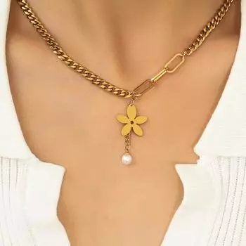 Ожерелья из нержавеющей стали, изысканный цветок, кубинская цепочка, кулон, модное популярное ожерелье в стиле хип-хоп для женщин, ювелирные изделия, подарок на вечеринку, новинка