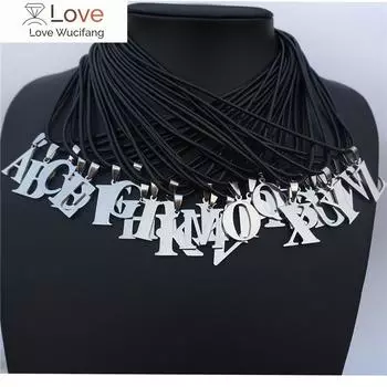 Ожерелья из нержавеющей стали с подвеской в виде буквы C и черной веревкой, романтические мужские и женские ювелирные изделия в подарок