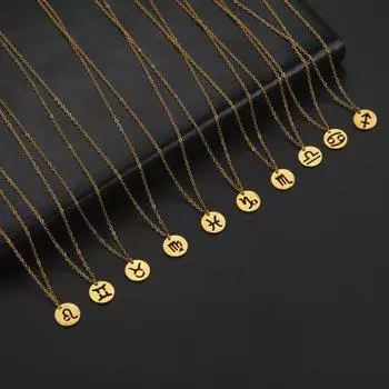 Ожерелья из нержавеющей стали со знаком зодиака, 12 колье-подвески в виде созвездия, Овен, Весы, Лев, колье, подарок на день рождения Leo-S