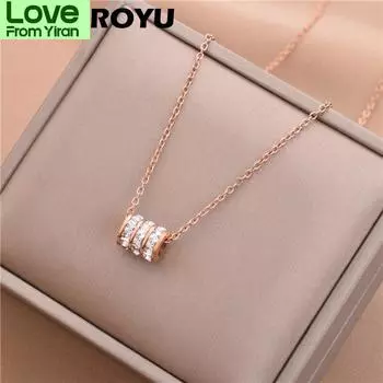 Ожерелья из нержавеющей стали женские роскошные ожерелья с подвеской в виде цилиндра из циркония для женщин модные чокеры ювелирные изделия подарок