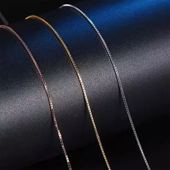 Ожерелья из стерлингового серебра 925 пробы с цепочкой-коробкой для женщин и девочек-подростков, позолоченные розовым золотом S925, ювелирные изделия 0,8 мм оптом 40cm