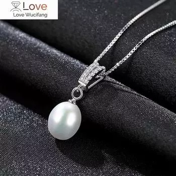 Ожерелья из стерлингового серебра 925 пробы с паве из циркона 6 мм с жемчугом Feshwater, натуральный жемчуг, ювелирные изделия для женщин