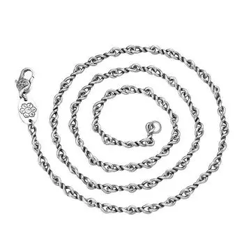 Ожерелья из стерлингового серебра S925 для мужчин и женщин, шестизначная мантра, пестик Ваджры, 3 мм, крест-поворот, 8-цепочка, винтажный амулет Argentum 45cm