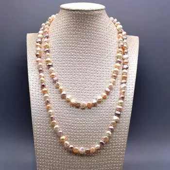 Ожерелья из витого жемчуга, длинные ожерелья с натуральным цветным жемчугом, винтажные ожерелья в стиле барокко, свадебные украшения, женские ожерелья MULTI&100cm