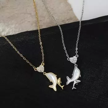 Ожерелья Niche Design Натуральный перламутровый дельфин Подвеска для женщин Подвески Модные винтажные кулоны Ювелирные изделия