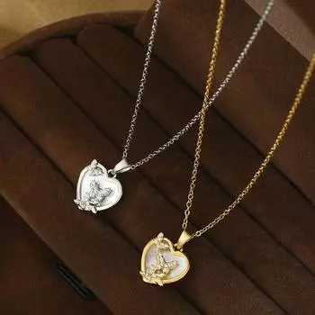 Ожерелья Ожерелье Бабочка Популярные аксессуары Нежное ожерелье Сердце для женщин Подвески Модные винтажные кулоны Ювелирные изделия