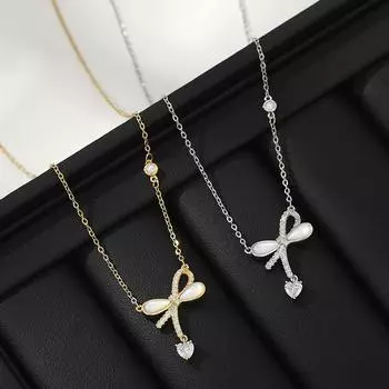 Ожерелья Подарки для девочек Ожерелье-бант Нежное ожерелье для женщин Подвески Модные винтажные кулоны Ювелирные изделия