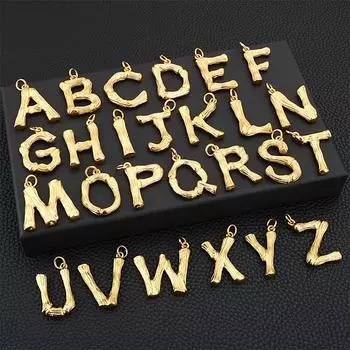 Ожерелья с 26 английскими буквами, титановая сталь, европейские и американские модные подвески с бамбуковыми буквами, аксессуары