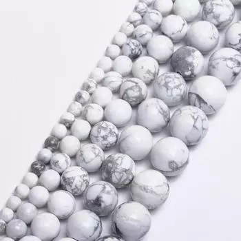Ожерелья с бирюзой, натуральные камни, сделай сам, белый говлит, аксессуары, 4/6/8/10/12 мм, свободные бусины, 40-15 шт., круглые бусины для изготовления ювелирных изделий, бусины 4mm 40Pcs