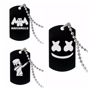 Ожерелья с подвесками DJ Artist, хип-хоп MarshmelloTag, сувенирные подарки для любителей музыки, ожерелье из нержавеющей стали с улыбкой и смайликом для мужчин и женщин Black A