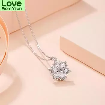 Ожерелья с подвесками для женщин, простые, темпераментные, снежинка, циркон, серебряный цвет, ключичная цепочка, подарок, модные украшения Kbn353