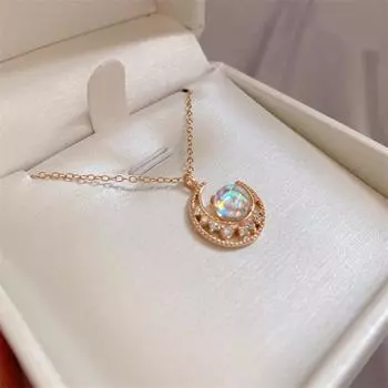 Ожерелья с подвесками и усилителем из стерлингового серебра 925 пробы с кристаллами Луны ;Подвески-колье для женщин, модные украшения для вечеринок, Dz611