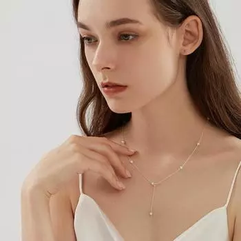 Ожерелья с подвесками из натурального пресноводного жемчуга для женщин, ожерелье из стерлингового серебра 925 пробы, корейские красивые винтажные модные украшения 45CM