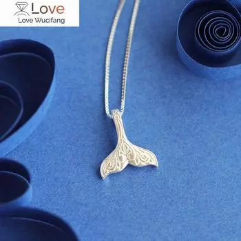 Ожерелья с подвеской из стерлингового серебра 925 пробы «рыбий хвост» Модные ювелирные изделия из стерлингового серебра Заявление для женщин Бижутерия