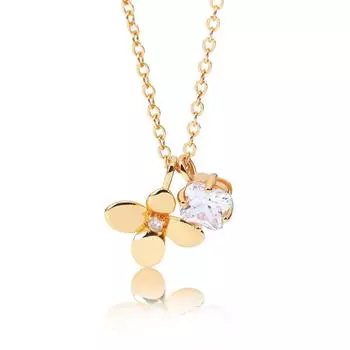 Ожерелья с подвеской Lucky Clover для женщин, кристалл циркония, цветок, золотой цвет, модная эстетическая цепочка, свадебный подарок KBN090