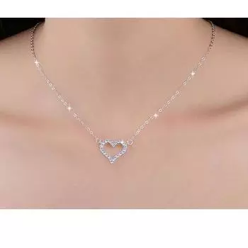 Ожерелья с подвеской в форме сердца из ослепительного серебра 925 пробы из циркония для женщин, подарок на День святого Валентина, ювелирные изделия S-N57