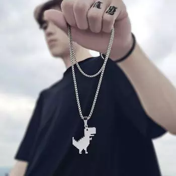 Ожерелья с подвеской в виде динозавра из титановой стали для влюбленных пар, массивное серебряное не выцветающее ожерелье-цепочка, ювелирные изделия, персонализированные подарки A