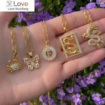 Ожерелья с подвеской в виде дракона в стиле панк для женщин и мужчин, винтажное ожерелье с розой, крестом, талисманом, украшениями в виде бабочки, подарок