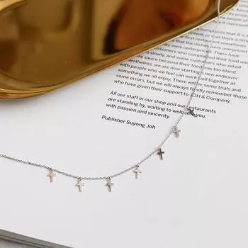 Ожерелья с подвеской в виде креста из стерлингового серебра 925 пробы для женщин и девочек, цепочка на ключицу, аксессуары для вечеринок dz361