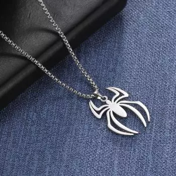 Ожерелья с подвеской в виде паука для мужчин, серебряное ожерелье из нержавеющей стали, колье, модные мужские украшения, воротник Hombre золотой