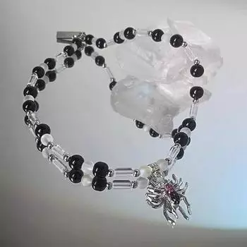 Ожерелья с подвеской в виде паука, черная цепочка с бусинами на ключице Diablo High Street, ювелирные изделия с подвеской в виде паука A3