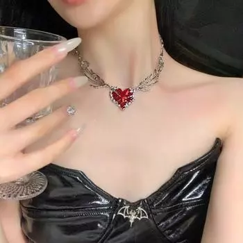 Ожерелья с подвеской в виде сердца в стиле панк для женщин, текстура красного циркония, индивидуальность, призрачный коготь, изящное колье, модные украшения для вечеринок, подарки, свадебные украшения красный