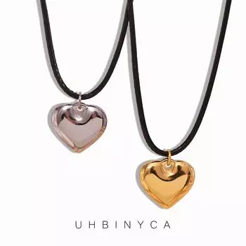 Ожерелья с подвеской в виде сердца из нержавеющей стали для женщин, ожерелье из веревочной цепи, изысканные ювелирные изделия, подарок на день Святого Валентина серебряный