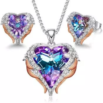 Ожерелья с сердечками для женщин, серебряные/золотые тона, ожерелье с подвеской, ювелирные подарки для нее на Рождество, День святого Валентина/День матери синий