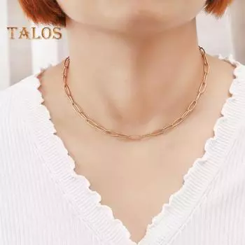 Ожерелья унисекс с полой цепочкой, однотонные, в форме скрепки, полированные, регулируемая длина, повседневные, клубные, шейные украшения, женские ожерелья на ключицу золотистый