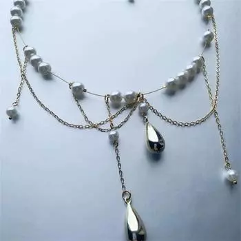 Ожерелья в стиле панк с ретро-нишевым дизайном, латунные старинные пуговицы, модная и персонализированная цепочка на ключицы, жемчужные ожерелья, винтажное колье с крестом 1